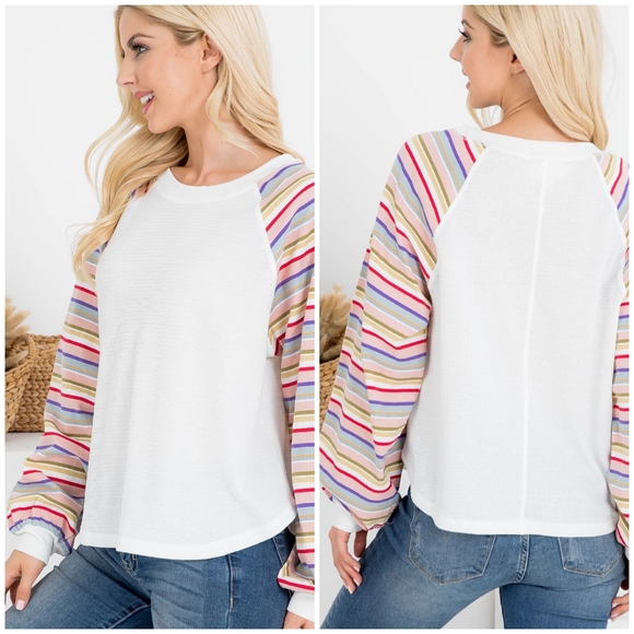 VERY J Casual Chic White Thermal Relaxed Top - Picture 6 of 8